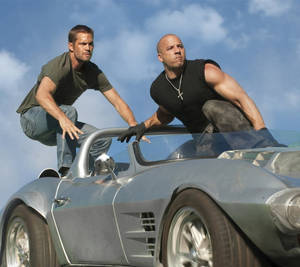 Paul Walker Vin Diesel On Car Wallpaper