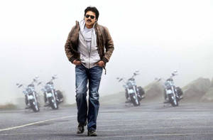 Pawan Kalyan With Motorcycles Wallpaper
