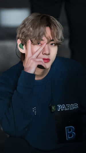 Peace Sign Of V Bts Phone Wallpaper