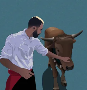 Peaceful Interaction Between Man And Ox Wallpaper