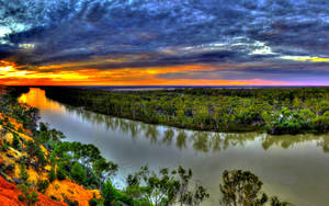 Peaceful River Contrasted By Colour Wallpaper