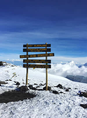 Peak Marker Of Mount Kilimanjaro Wallpaper