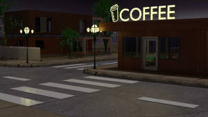 Pedestrian Lane Outside Coffee Shop Wallpaper