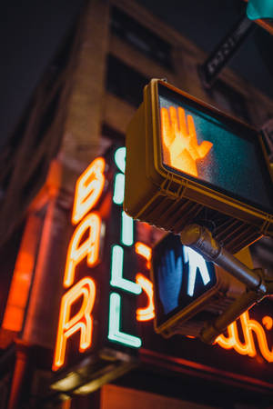 Pedestrian Neon Sign Wallpaper