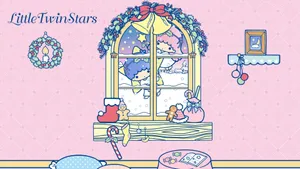 Peeking Little Twin Stars Wallpaper