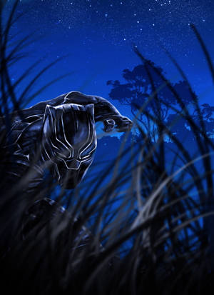 Peering Black Panther Android Wallpaper