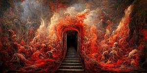 Peering Into The Fiery Depths Of Hell Wallpaper