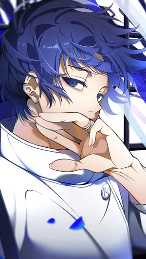 Pensive Anime Character Blue Hues Wallpaper