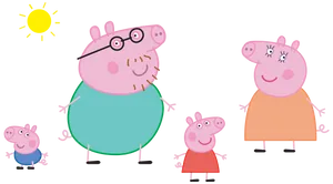 Peppa Pig And Family Enjoying Time Together Wallpaper