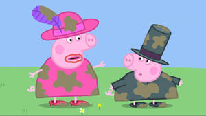 Peppa Pig And George Playing In The Mud Wallpaper