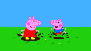 Peppa Pig Enjoying A Splash In A Mud Puddle! Wallpaper