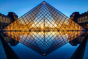 Perfect Symmetry Louvre Museum Pyramid Wallpaper