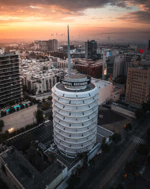 Perfect View Of The Capitol Records Building Wallpaper
