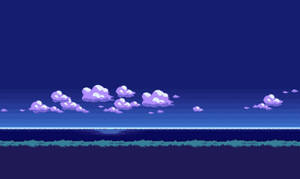 Perfectly Blue Sky In Aesthetic Pixel Art Hd Wallpaper