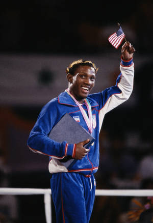 Pernell Whitaker With Us Flag Wallpaper