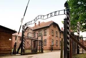 Perspective View Of Auschwitz Concentration Camp's Entrance Gate Wallpaper