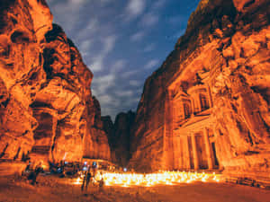 Petra City Under Night Sky Wallpaper