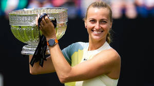 Petra Kvitova In Action On The Tennis Court Wallpaper