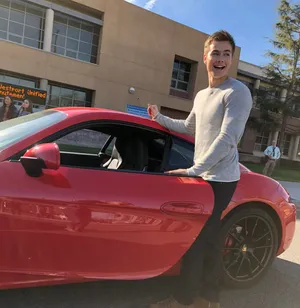 Peyton Meyer Red Car Wallpaper