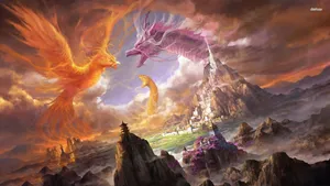 Phoenix Rises Above The Dragon Wallpaper