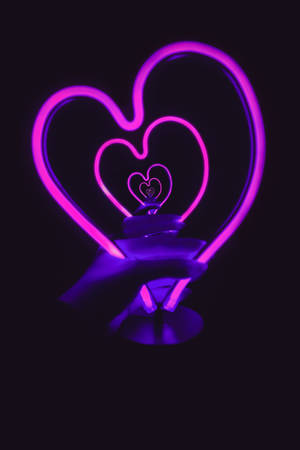 Phone Wallpaper Pink And Purple Neon Heart Wallpaper