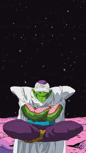 Piccolo Meditatingon Moonlit Planet Wallpaper