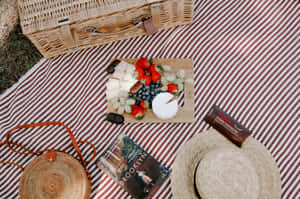 Picnic Spreadon Striped Blanket.jpg Wallpaper