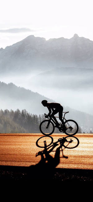 Picturesque Bicycle Iphone Cyclist Silhouette Wallpaper