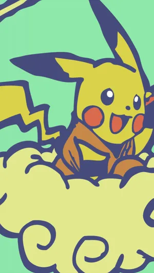 Pikachu Riding On Clouds Pokemon Iphone Wallpaper