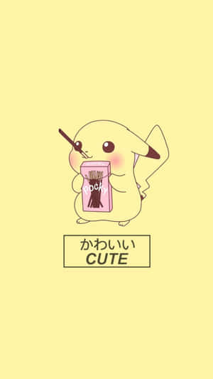 Pikachu_with_ Pocky_ Cute_ Illustration Wallpaper