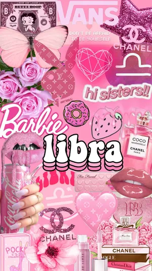 Pink Aesthetic Cute Libra Graphic Art Wallpaper