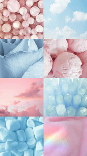 Pink And Blue Aesthetic Collage Wallpaper