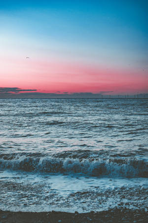 Pink And Blue Beach Android Wallpaper