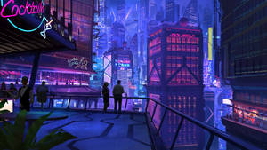 Pink And Blue Neon Lights Night City Cyberpunk 1920x1080 Wallpaper