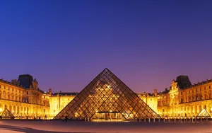 Pink And Indigo Sky Louvre Museum Wallpaper
