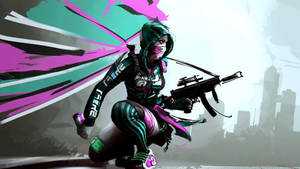 Pink And Teal Gunner Hoodie Girl Wallpaper