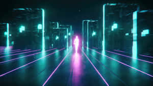 Pink And Teal Neon Lights - Wallpaper Wallpaper