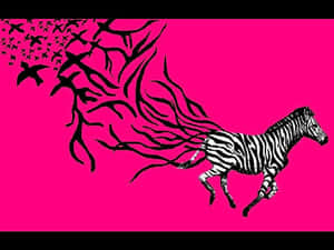 Pink Background Running Zebra Wallpaper