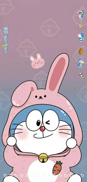 Pink Bunny Costume Doraemon Iphone Wallpaper