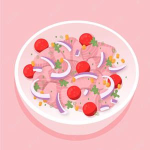 Pink Ceviche Dish Digital Art Wallpaper