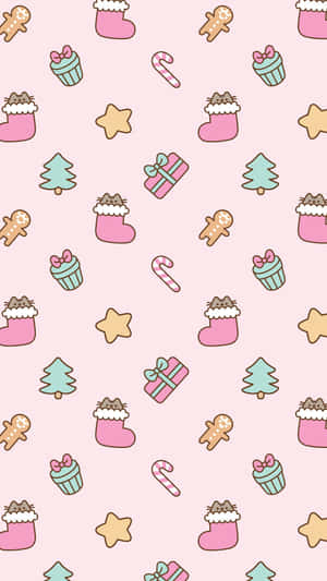 Pink Christmas Doodle Art Wallpaper