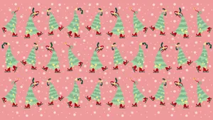 Pink Christmas Festive Trees Wallpaper