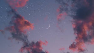 Pink Cloud Crescent Moon Wallpaper