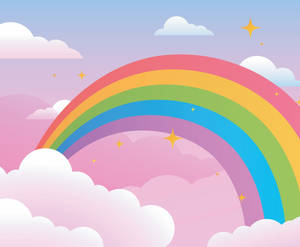 Pink Clouds Rainbow Background Wallpaper