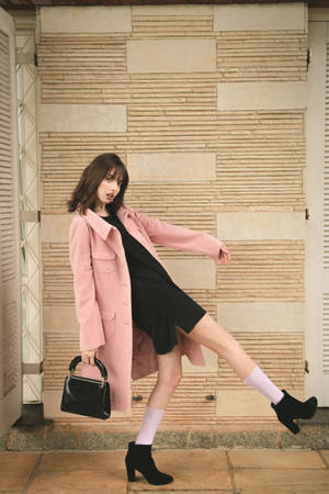 Pink Coat Model Wallpaper