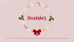 Pink December Wreath Wallpaper