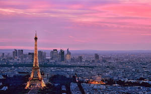 Pink Eiffel Tower Skyline Wallpaper