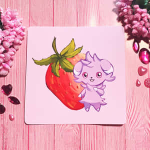 Pink Espurr With Strawberry Wallpaper