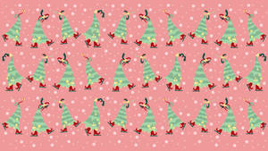 Pink Festive Christmas Trees Digital Art Wallpaper