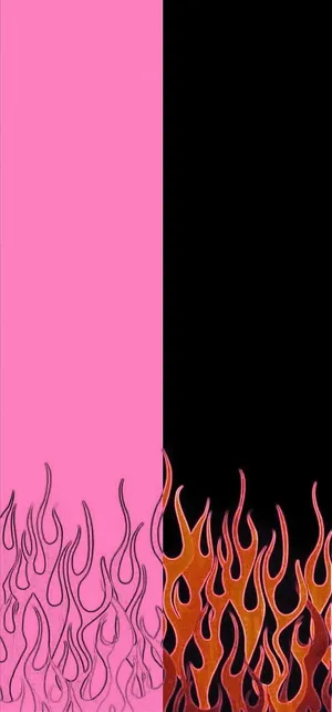 Pink Flames In Two Columns Wallpaper